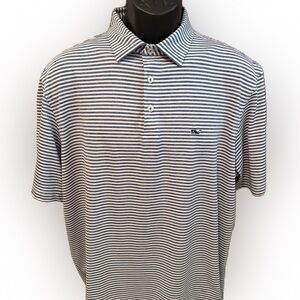 Vineyard Vines Men’s Performance Blue and White Striped Polo Shirt. Size Large